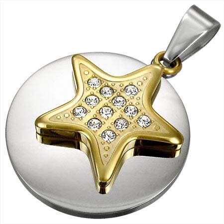 Pandantiv otel inox cu stea si zirconii - BeSpecial 786, 3,5, Argintiu