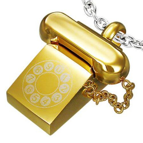Pandantiv telefon din otel inox aurit Auriu - BeSpecial
