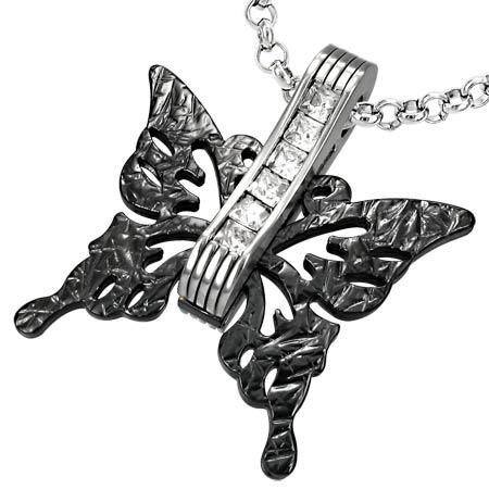 Pandant otel inox cu fluturas - BeSpecial 2425, 3,8, Negru