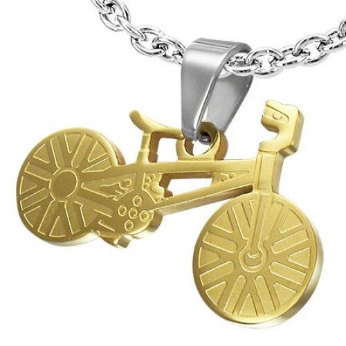 Pandant auriu din inox in forma de bicicleta Auriu - BeSpecial