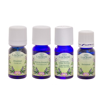 Set uleiuri esentiale 100% pure Lakshmi, tratament alternativ pentru durerea de cap, cefalee, 4 bucati, 40 ml Set uleiuri esentiale 100% pure Lakshmi, tratament alternativ pentru durerea de cap, cefalee, 4 bucati, 40 ml