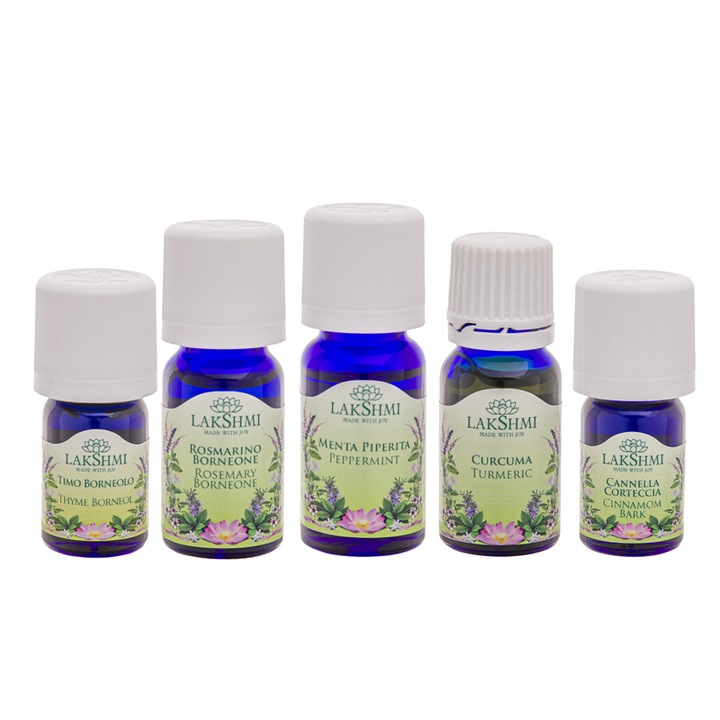 Set uleiuri esentiale 100% pure Lakshmi, tratament alternativ colecistita, 5 bucati, 40 ml