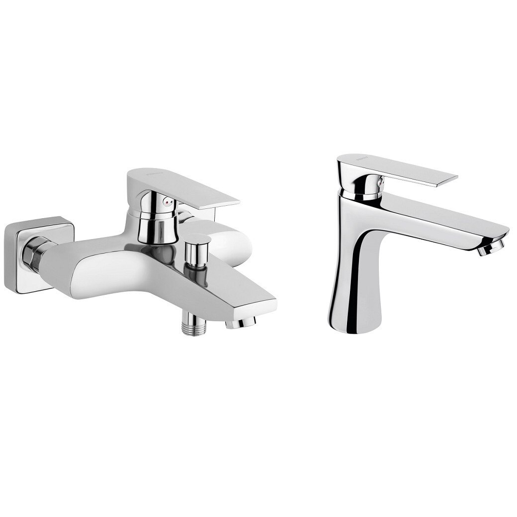 Pachet Baterii Ferro Square Cada/Dus si Lavoar, crom