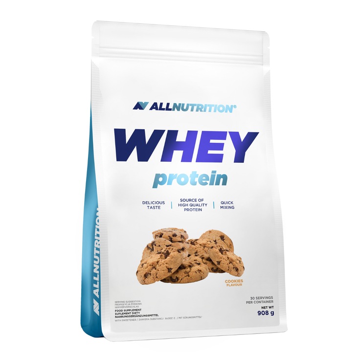 Proteine, ALLNUTRITION WHEY PROTEIN, aroma Prajitura, 908g, pudra proteica, proteine din zer, fara zahar