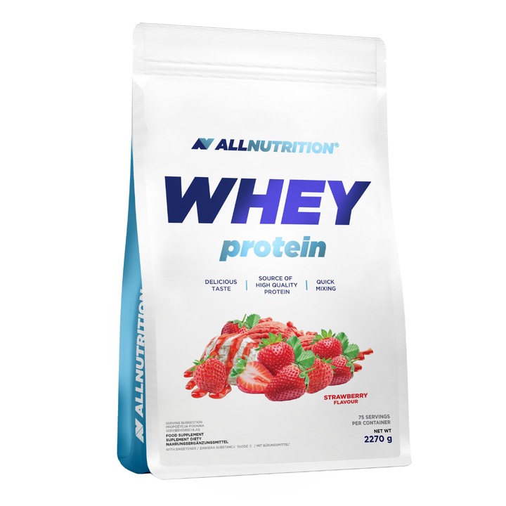 Proteine, ALLNUTRITION WHEY PROTEIN, 2270 g, aroma Capsuni, proteine, pudra proteica, proteine din zer