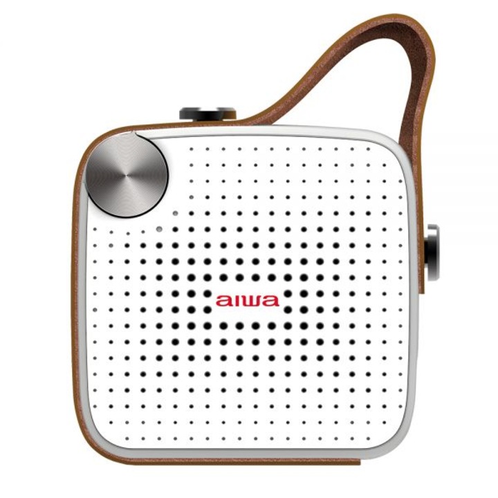 Boxa portabila aiwa Square cu Radio FM, Bluetooth, card SD, Hi-Fi Stereo, Microfon, Alb