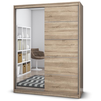 Dressing Gabriel, CB, 150x200x61 cm, sonoma cu oglinda Dressing Gabriel, CB, 150x200x61 cm, sonoma cu oglinda