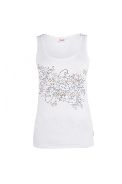 Дамски памучен потник Lee Cooper Print Vest, Бял, M EU