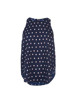 Maiou din poliester Miso Zip Back, Imprimeu cu inimioare, Bleumarin, XL Maiou din poliester Miso Zip Back, Imprimeu cu inimioare, Bleumarin, XL