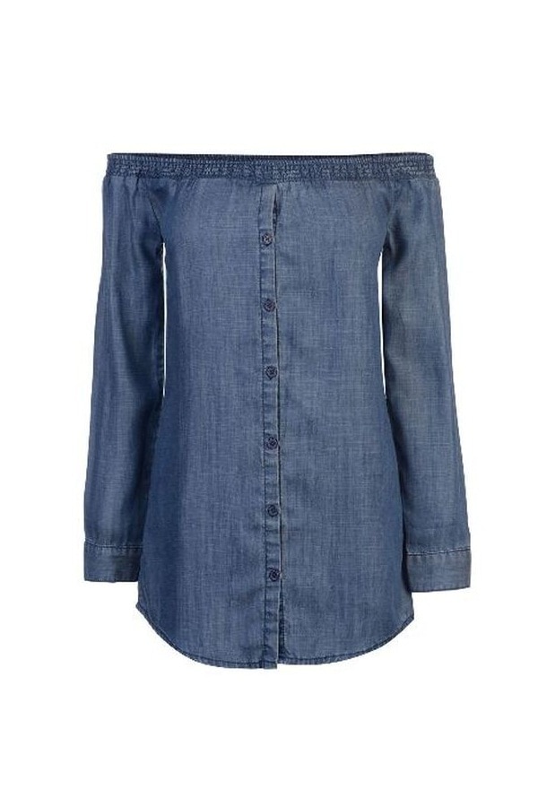 Camasa Firetrap Ward Bardot Top, Bumbac, Albastru deschis, M EU
