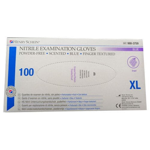 Manusi de examinare din Nitril , marimea XL albastru cu miros de struguri 100 buc/set