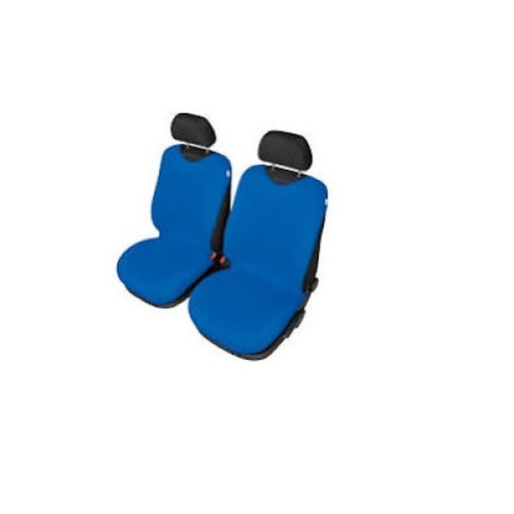 Set de 2 huse scaune auto tip maieu , pentru scaunele din fata , de culoare albastra