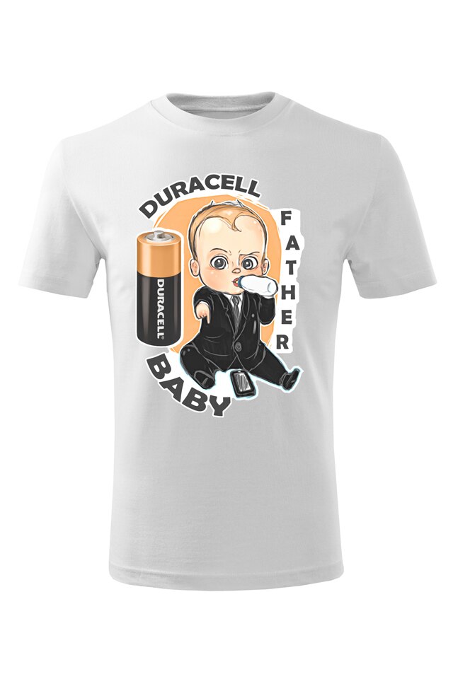Tricou personalizat bebelusi duracell boy, barbat, alb, Alb