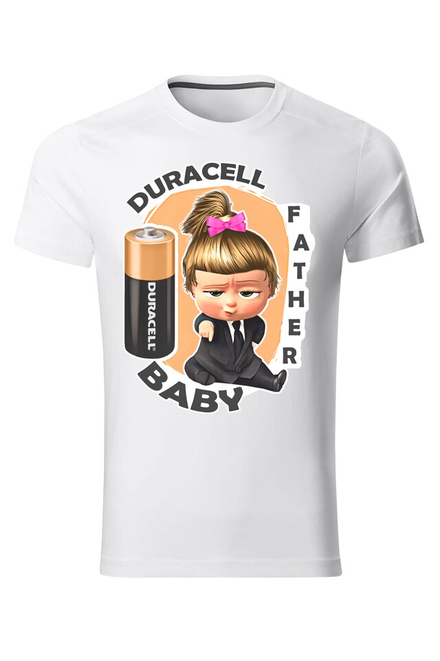 Tricou personalizat bebelusi duracell girl, barbat, alb, Alb