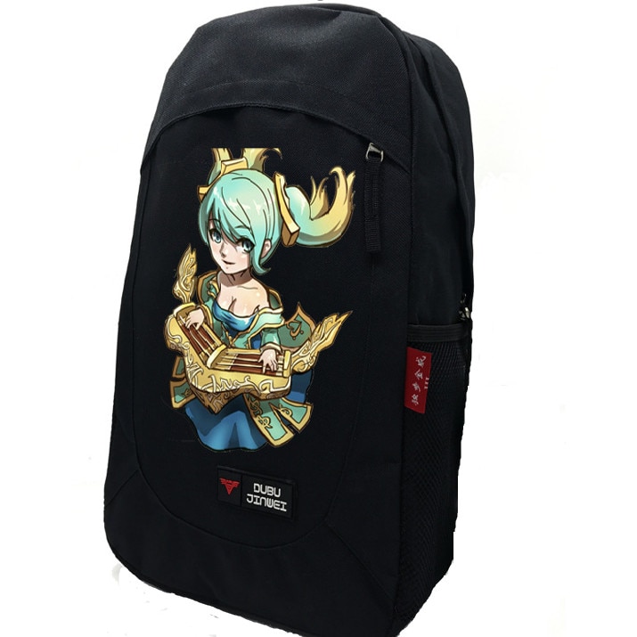 Ghiozdan League of Legends negru cu imprimeu , 2 barete ajustabile, capacitate 40 L, 45 cm - model 11