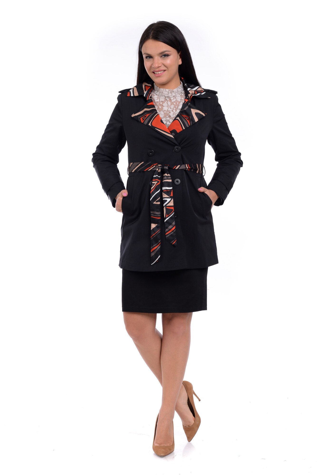 Trenci captusit prevazut cu cordon in talie, negru, Dress To Impress, marimea M