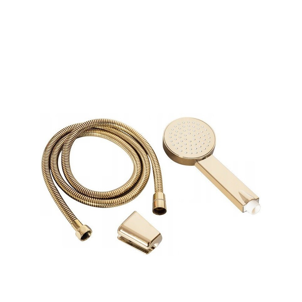 Set de dus cu para de mana, furtun si suport para auriu