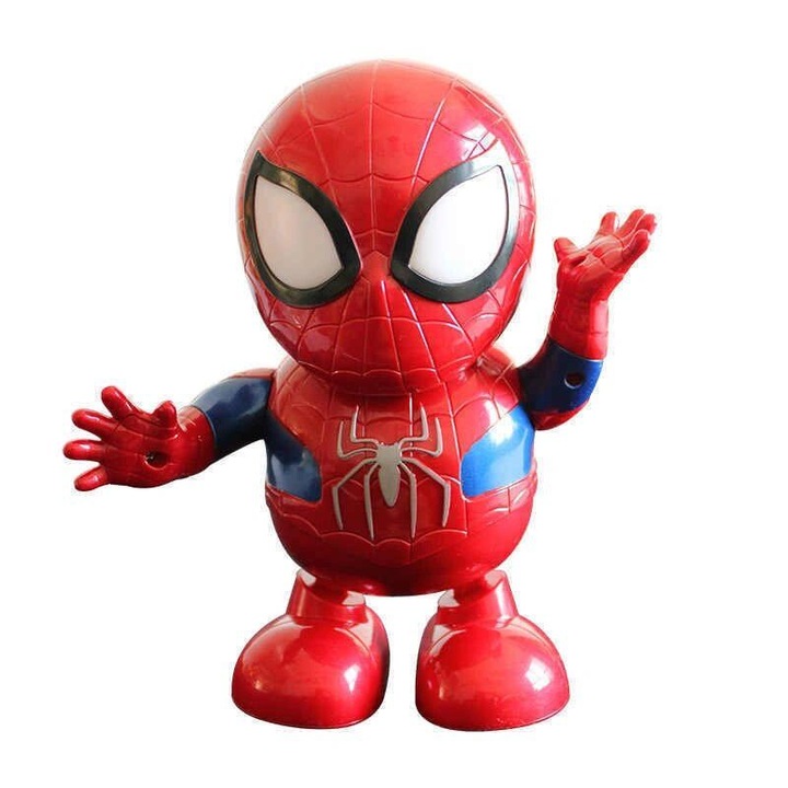 Figurina dansatoare Spiderman, Atlas, Dance Hero, Plastic/Metal, Sunete si lumini, 3 ani+, Rosu