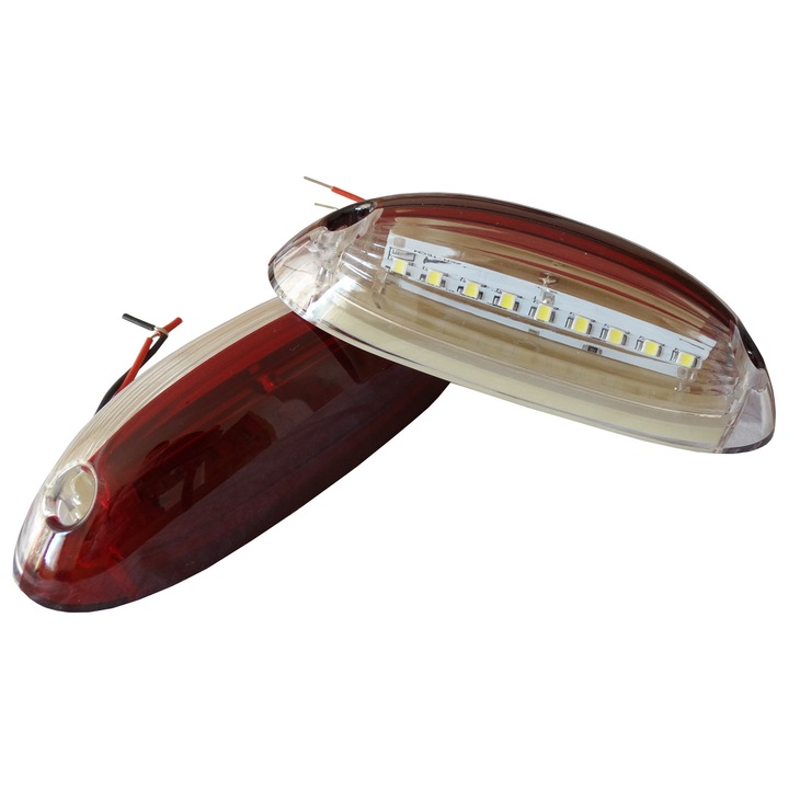 Set far verticale LED TD Shipping, "cornet" pentru camion sau remorcă, 12-24V, 2 bucăți, Roșu/alb