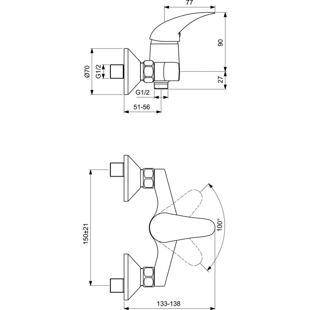 Душ комплект Vidima Orion, 3-функционален, С включен вана/душ смесител ...