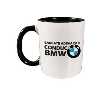 Cana personalizata, „Cana pentru pasionatii de BMW„ maner si interior negru Cana personalizata, „Cana pentru pasionatii de BMW„ maner si interior negru