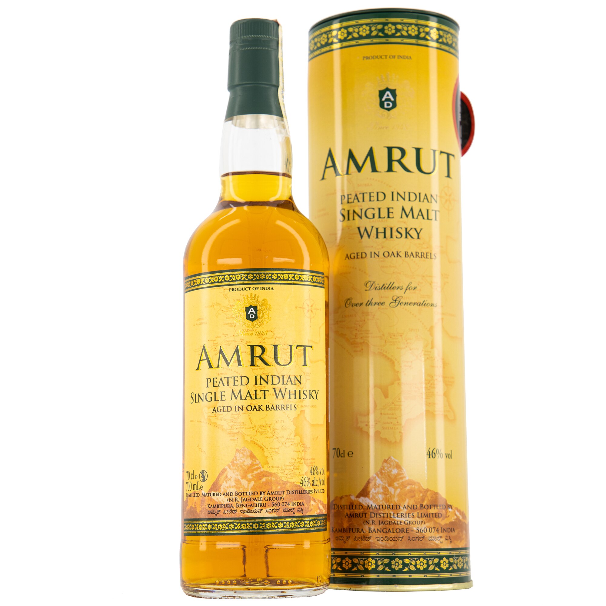 Whisky Amrut Peated Single Malt, 46%, 0.7l
