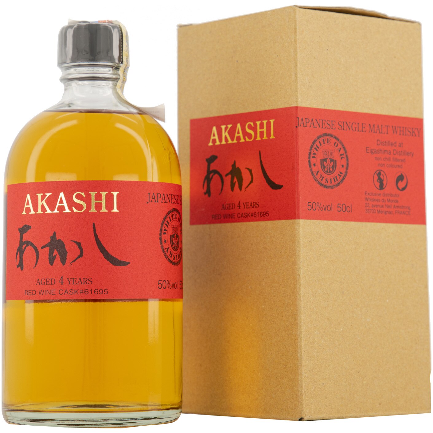 Whisky Akashi Single Malt 4YO, Red Wine Cask, 50%, 0.5 l