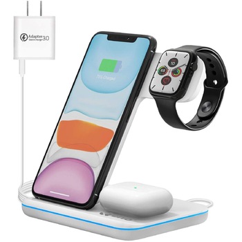 Incarcator Wireless Qeno® Statie Incarcare 3 In 1 Qi Fast Charger 15W Incarcare Rapida Compatibil Cu Apple Watch Toate Seriile Airpods Toate Modele si Iphone Android Samsung Huawei Xiaomi ALB Inclus Adaptor 3.0 Quick Charge Qeno® ALB Incarcator Wireless Qeno® Statie Incarcare 3 In 1 Qi Fast Charger 15W Incarcare Rapida Compatibil Cu Apple Watch Toate Seriile Airpods Toate Modele si Iphone Android Samsung Huawei Xiaomi ALB Inclus Adaptor 3.0 Quick Charge Qeno® ALB