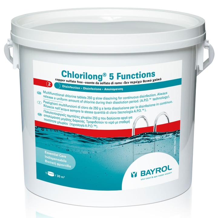 Dezinfectant pe baza de clor pentru piscine Bayrol, Chlorilong 5 functii 5 kg