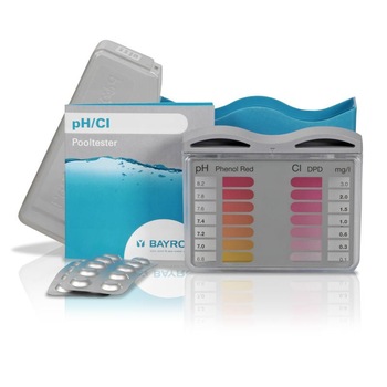 Dispozitiv testarea apei + Tablete de testare 20 pH / 20 Cl, Bayrol, Pool Tester pH + Clor Dispozitiv testarea apei + Tablete de testare 20 pH / 20 Cl, Bayrol, Pool Tester pH + Clor
