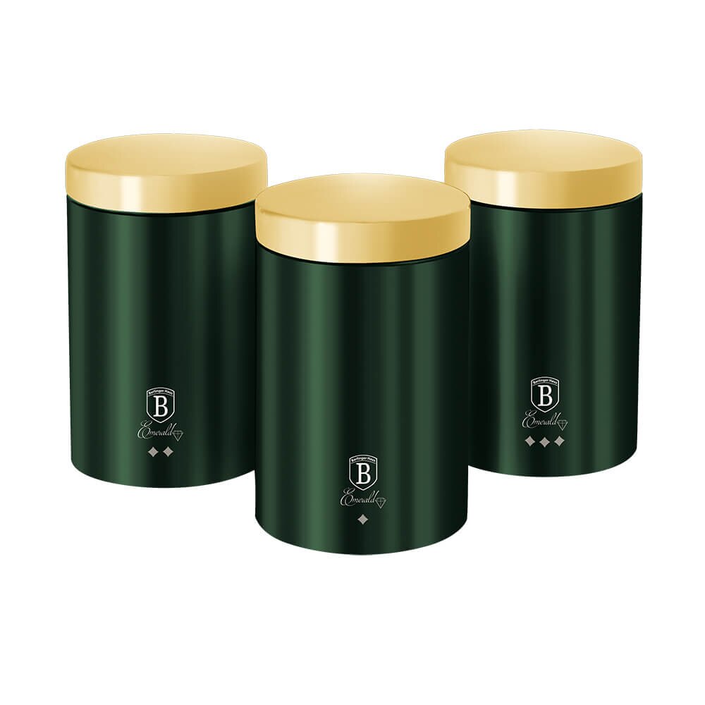 Set 3 recipiente pentru cafea, ceai si zahar Emerald Line Collection Berlinger Haus BH-6272