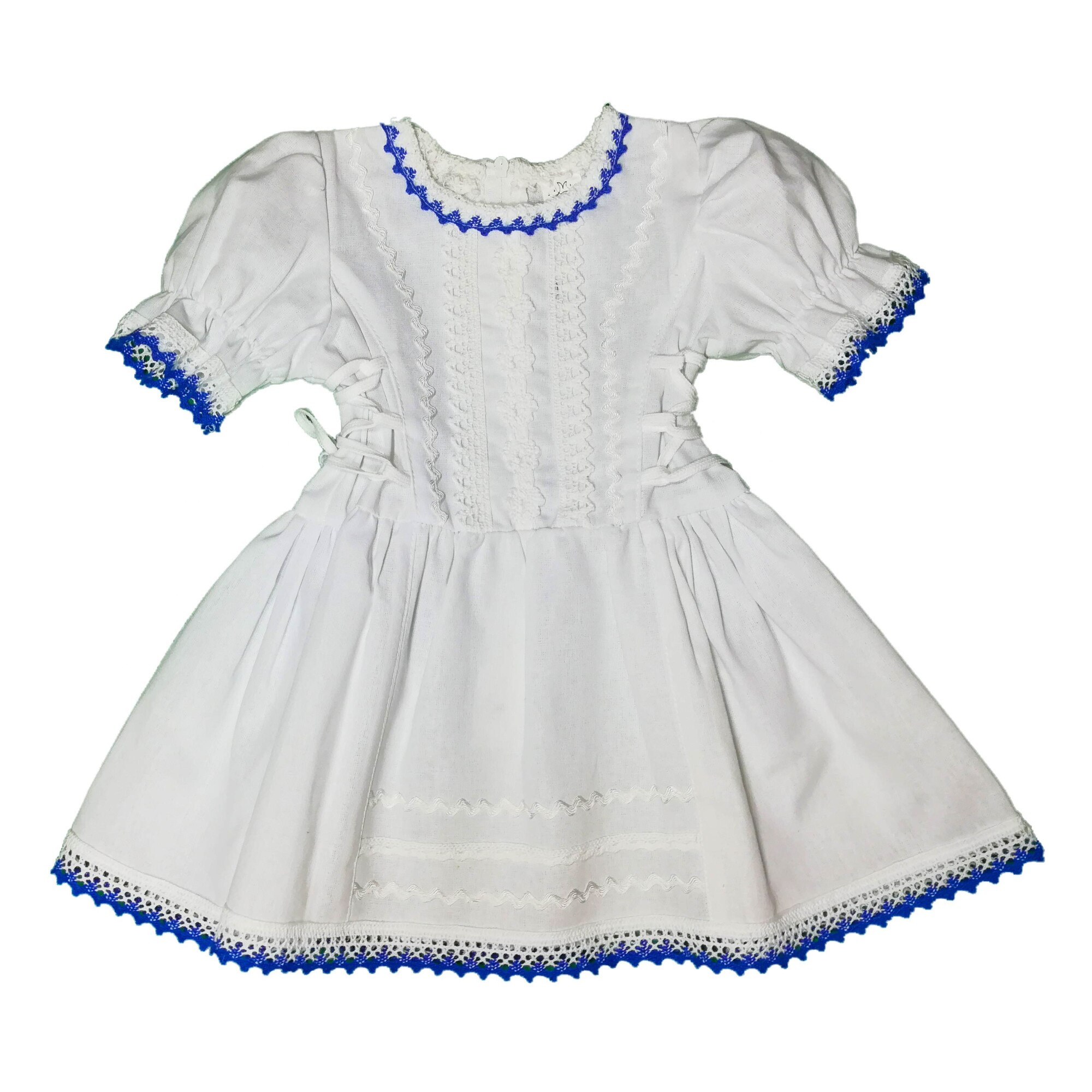 Rochita rustica pentru fetite Magdale aAlb/Albastru