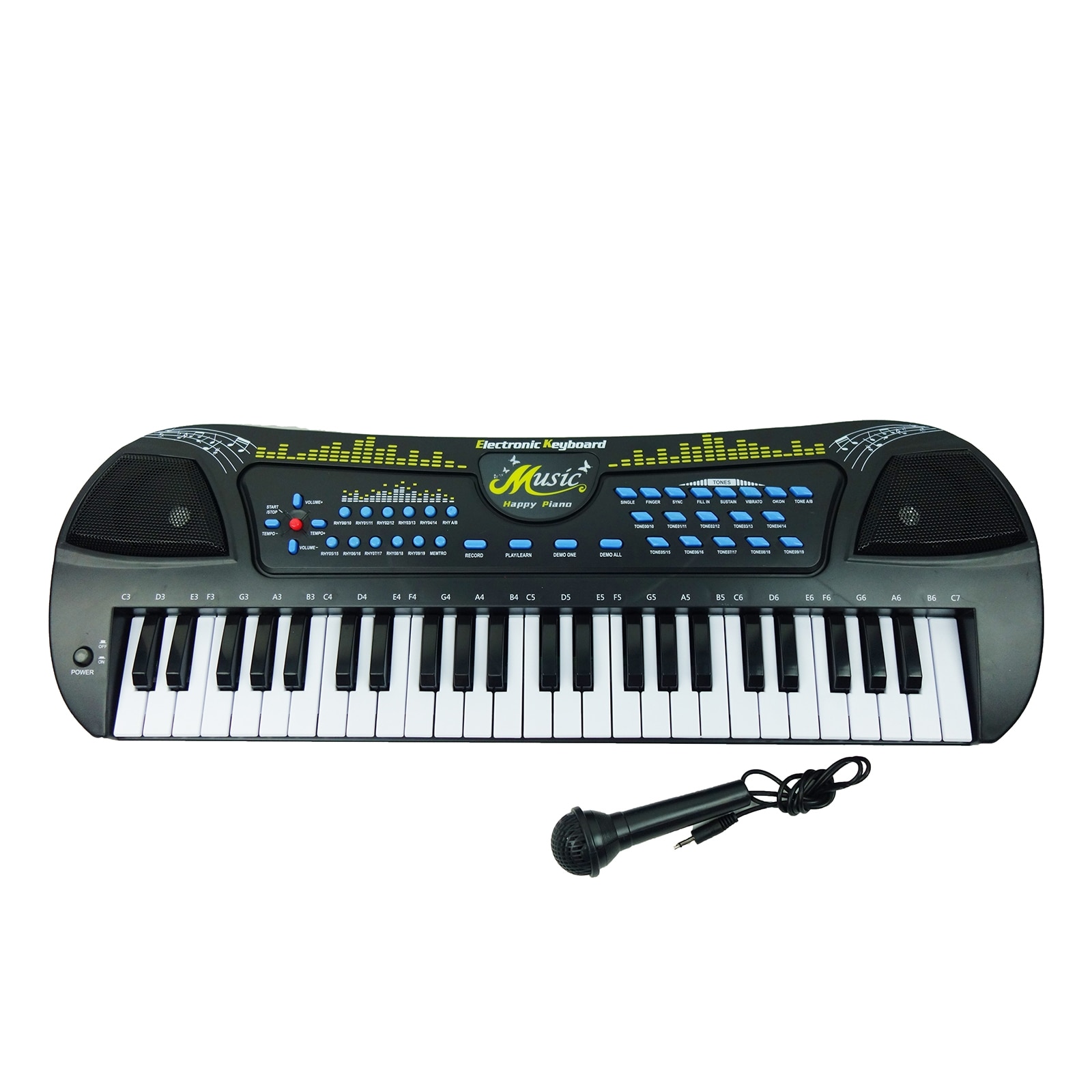 Orga muzicala de jucarie, Microfon, Negru, 49 Clape, 55 cm