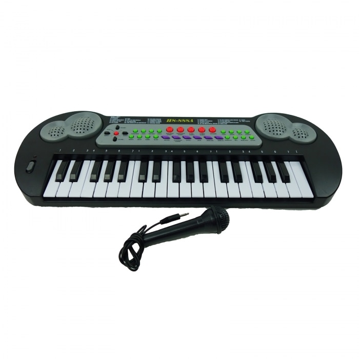 Orga muzicala de jucarie, Microfon, Negru, 37 Clape, 50 cm