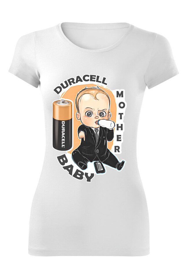 Tricou personalizat bebelusi duracell boy, dama, alb, Alb