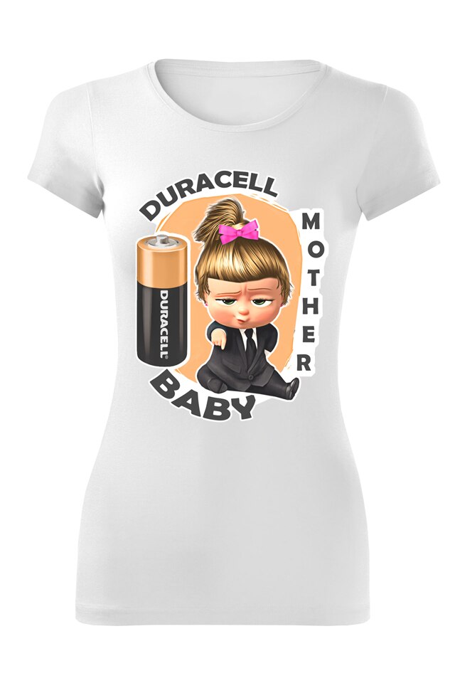 Tricou personalizat bebelusi duracell girl, dama, alb, Alb