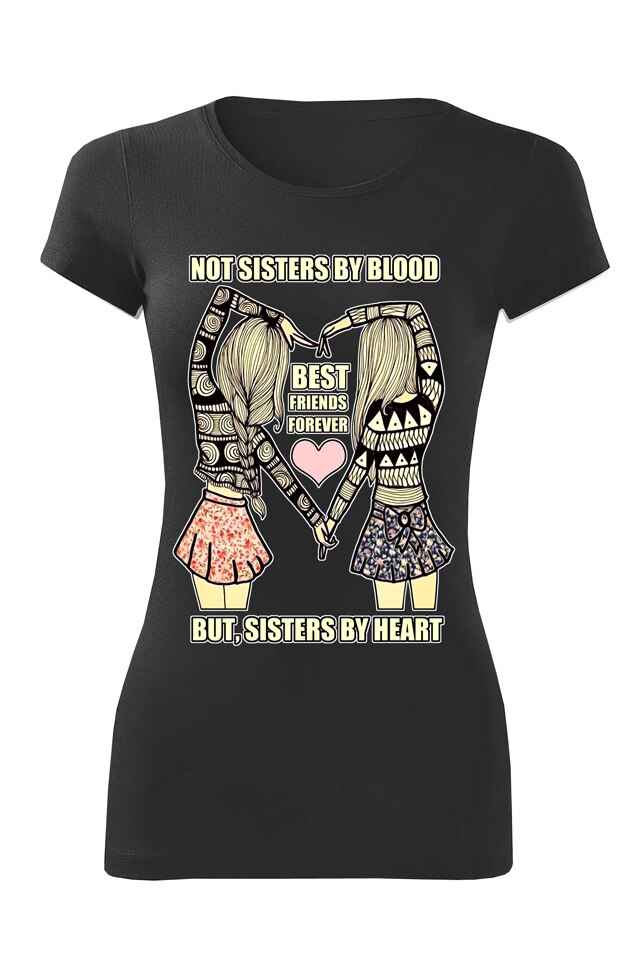 Tricou personalizat best friends, dama, negru, Negru