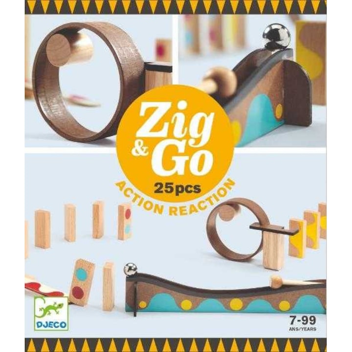 Zig & Go Djeco, set de constructie trasee, 25 piese