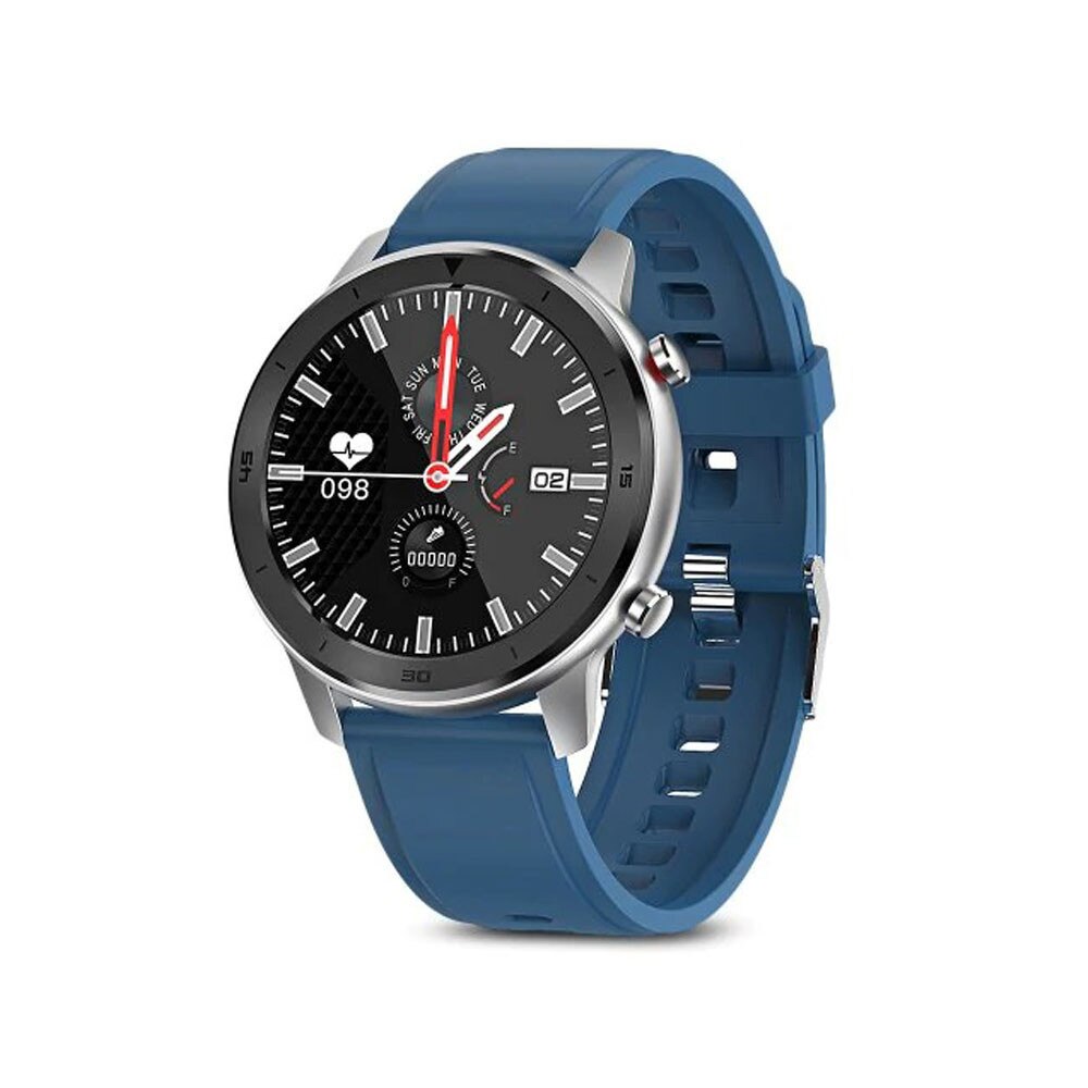 Ceas inteligent Safako SWP55 argintiu, cu curea de silicon albastra