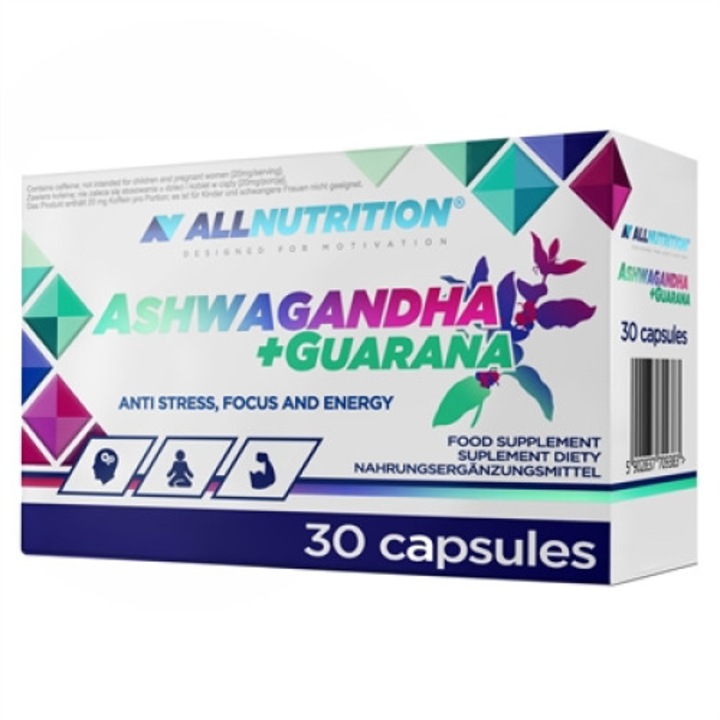 Supliment alimentar, Adapatogen, Ashwagandha(300 mg) + Guarana(200 mg) - 30 capsule (30 doze)