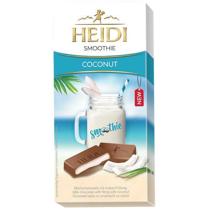 Ciocolata lapte Heidi Smoothie Coconut cu umplutura cu cocos 90 gr.