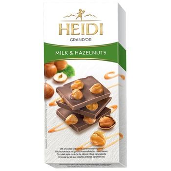 Ciocolata lapte Heidi Grand'Or cu alune de padure intregi caramelizate 100 gr.