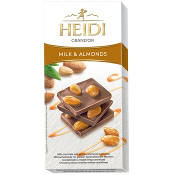 Ciocolata lapte Heidi Grand'Or cu migdale caramelizate 100 gr.