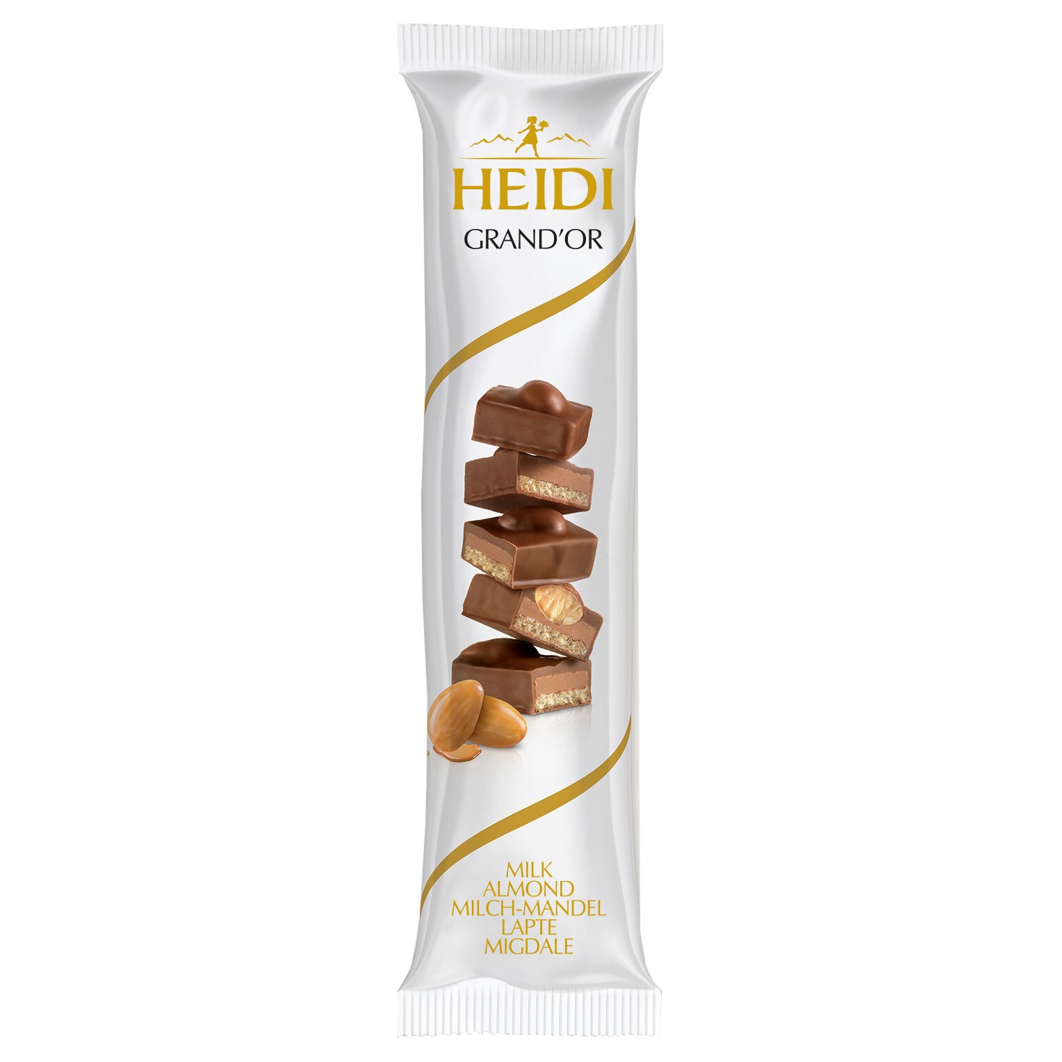 Baton ciocolata Heidi Grand'Or lapte cu migdale 42 gr.