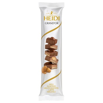Baton ciocolata Heidi Grand'Or lapte cu migdale 42 gr. Baton ciocolata Heidi Grand'Or lapte cu migdale 42 gr.