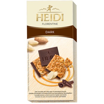 Ciocolata amaruie Heidi Florentine cu strat de migdale caramelizate 100 gr.