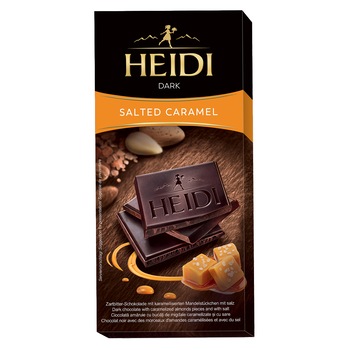 Ciocolata amaruie Heidi Dark cu caramel sarat 80 gr.