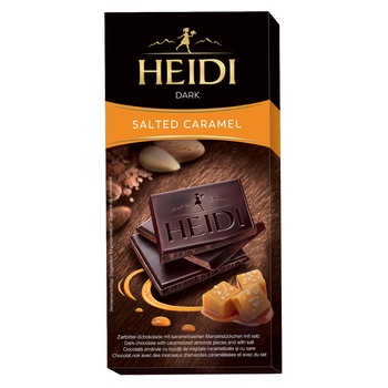 Ciocolata amaruie Heidi Dark cu caramel sarat 80 gr. Ciocolata amaruie Heidi Dark cu caramel sarat 80 gr.