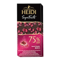 Pachet: 2 x Ciocolata amaruie Heidi Dark SuperFruits 75% cacao cu rodii 65 gr.