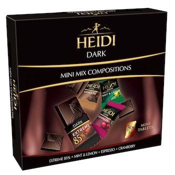 Mini tablete asortate ciocolata amaruie Heidi Dark 180 gr.